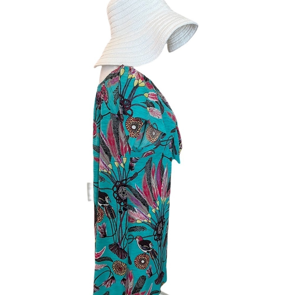 👗 Summer Tropical Boho Feather Tie-Front Dress - Size Large - Picture 3 of 7